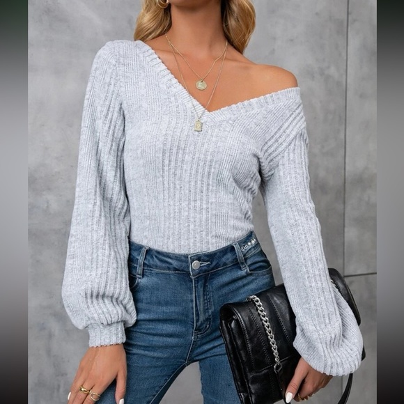 Boho lantern sleeve ribbed top - Picture 6 of 15